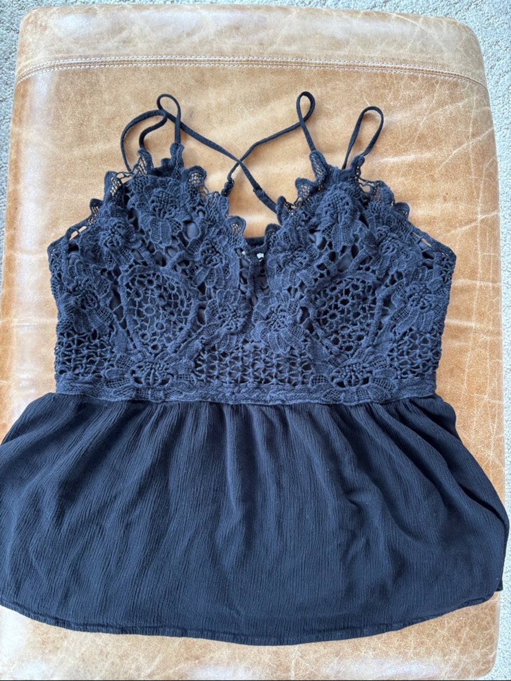 Maurices Black Crochet Lace Spaghetti-Strap Camisole